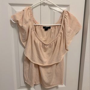 Forever 21 Cream/ Light Pink Flowy Crop Top